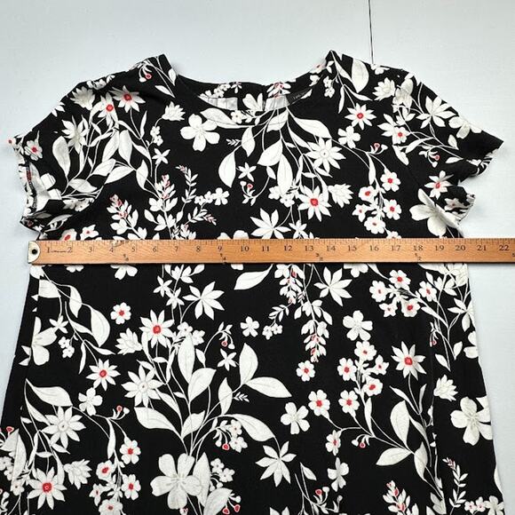 J Jill Wearever Collection Dress Womens Medium Black Floral Short Sleeve Stretch - Picture 11 of 14